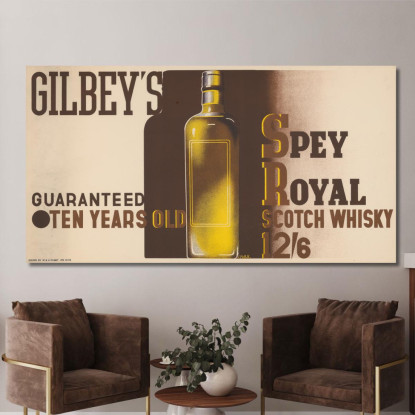 Whisky Scozzese Spey Royal Di Gilbey Edward McKnight Kauffer emk6 quadro stampato su tela