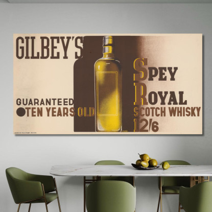 Whisky Scozzese Spey Royal Di Gilbey Edward McKnight Kauffer emk6 quadro stampato su tela
