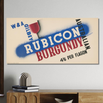 W E A. Gilbey Australian Rubicon Burgundy Edward McKnight Kauffer emk19 quadro stampato su tela