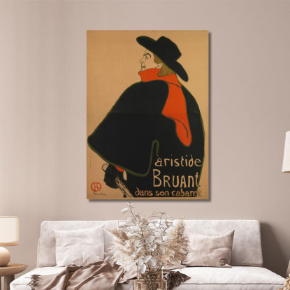Aristide Bruant Nel Suo Cabaret Henri de Toulouse-Lautrec htl7 quadro stampato su tela