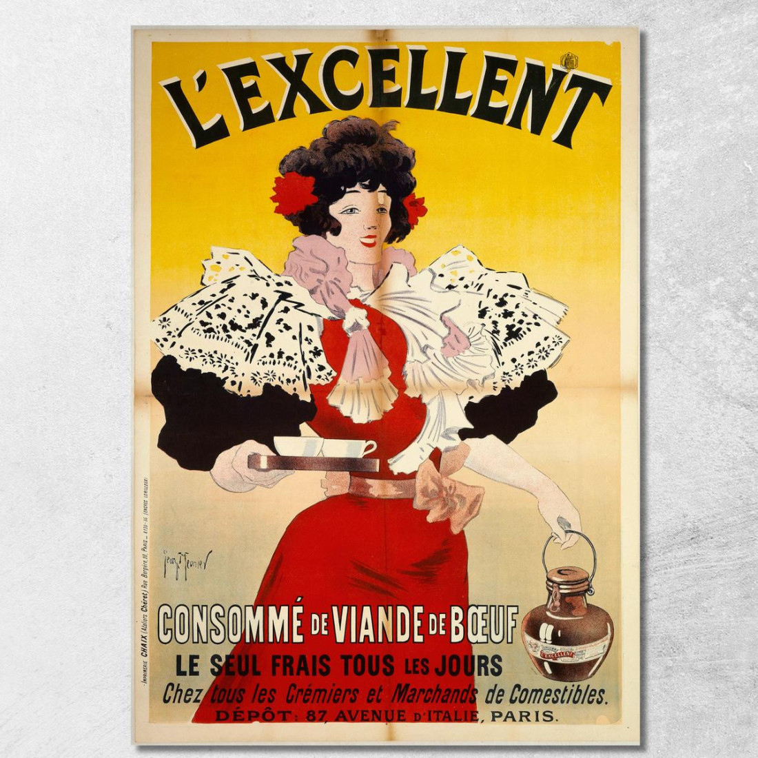 L'Eccellente Consommé Di Carne Di Manzo Henri Georges Meunier hgm22 quadro stampato su tela