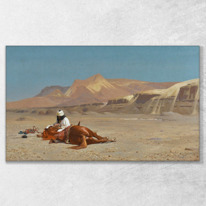 Cavaliere E Il Suo Destriero Nel Deserto Jean-Léon Gérôme jlg116 quadro stampato su tela