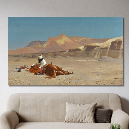 Cavaliere E Il Suo Destriero Nel Deserto Jean-Léon Gérôme jlg116 quadro stampato su tela