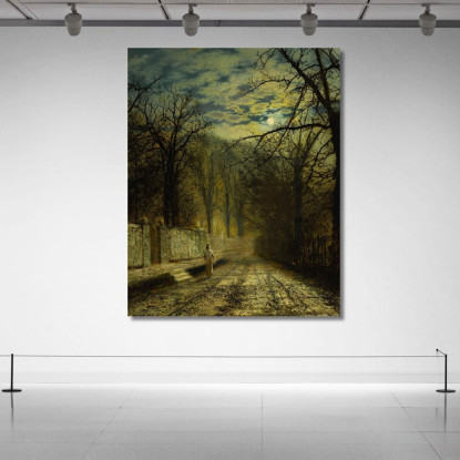Una Strada Al Chiaro Di Luna 2 John Atkinson Grimshaw jag8 quadro stampato su tela