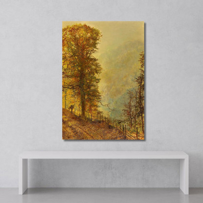 Un Cacciatore Di Conigli Su Una Strada Lungo Il Fiume John Atkinson Grimshaw jag10 quadro stampato su tela