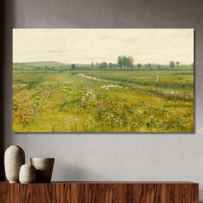 Un Ampio Prato Con Oche Presso Un Ruscello John Atkinson Grimshaw jag18 quadro stampato su tela