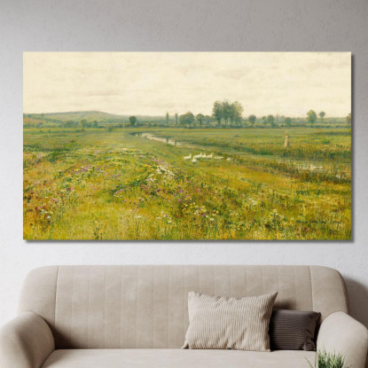 Un Ampio Prato Con Oche Presso Un Ruscello John Atkinson Grimshaw jag18 quadro stampato su tela