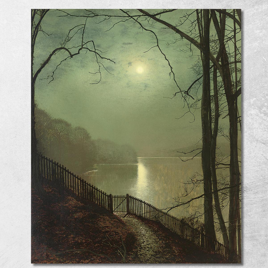 Chiaro Di Luna Sul Lago Roundhay Park Leeds John Atkinson Grimshaw jag45 quadro stampato su tela