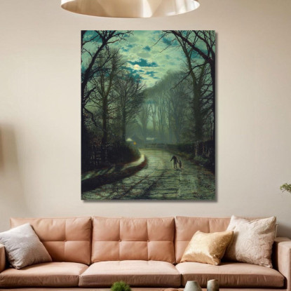 Verso Casa John Atkinson Grimshaw jag47 quadro stampato su tela
