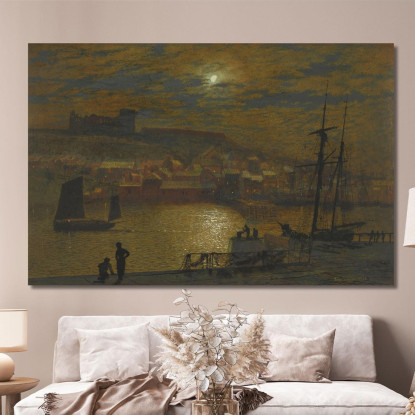 Whitby Da Scotch Head Chiaro Di Luna Sull'Esk John Atkinson Grimshaw jag84 quadro stampato su tela