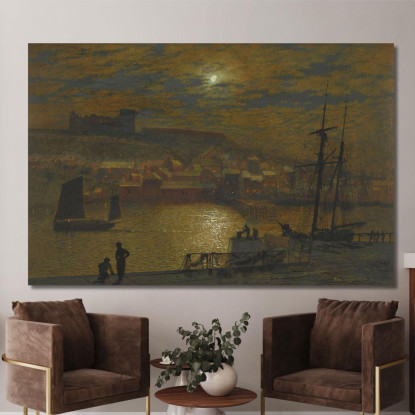 Whitby Da Scotch Head Chiaro Di Luna Sull'Esk John Atkinson Grimshaw jag84 quadro stampato su tela