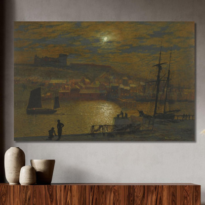 Whitby Da Scotch Head Chiaro Di Luna Sull'Esk John Atkinson Grimshaw jag84 quadro stampato su tela