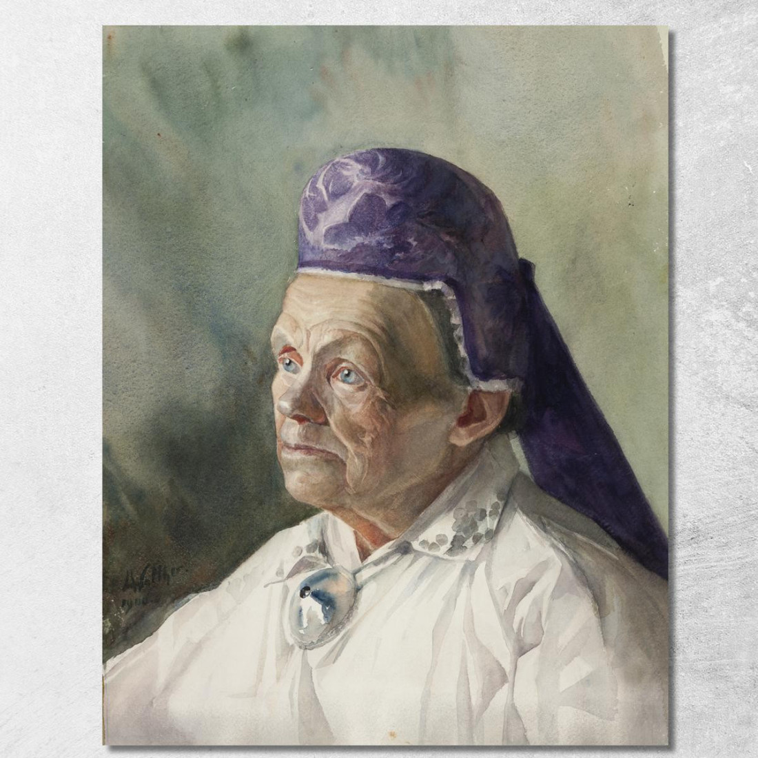 Ritratto Di Donna Con Foulard Konrad Mägi kmg16 quadro stampato su tela