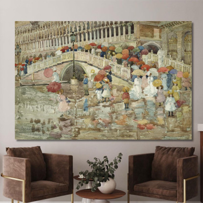 Ombrelli Sotto La Pioggia Maurice Prendergast mpr71 quadro stampato su tela