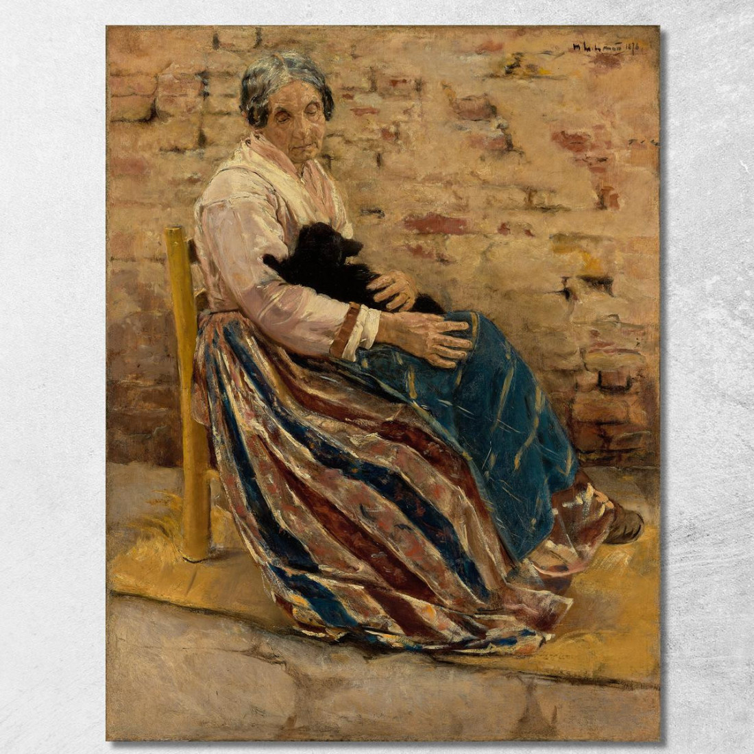 Una Vecchia Donna Con Un Gatto Max Liebermann mlb4 quadro stampato su tela