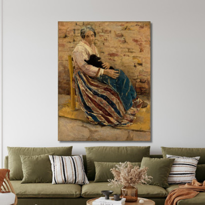 Una Vecchia Donna Con Un Gatto Max Liebermann mlb4 quadro stampato su tela