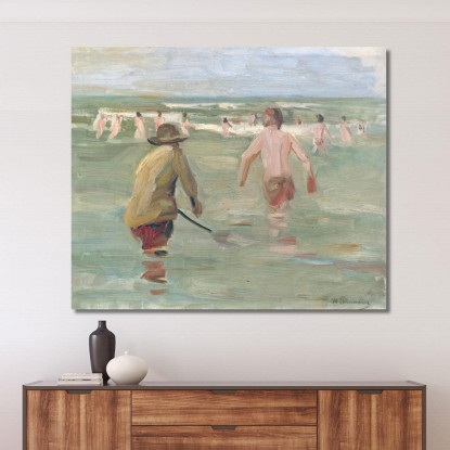 Ragazzi Che Fanno Il Bagno Con Pescatore Di Granchi Max Liebermann mlb8 quadro stampato su tela