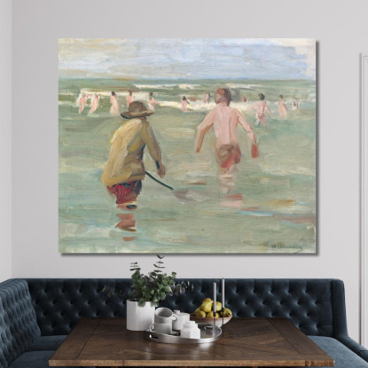 Ragazzi Che Fanno Il Bagno Con Pescatore Di Granchi Max Liebermann mlb8 quadro stampato su tela