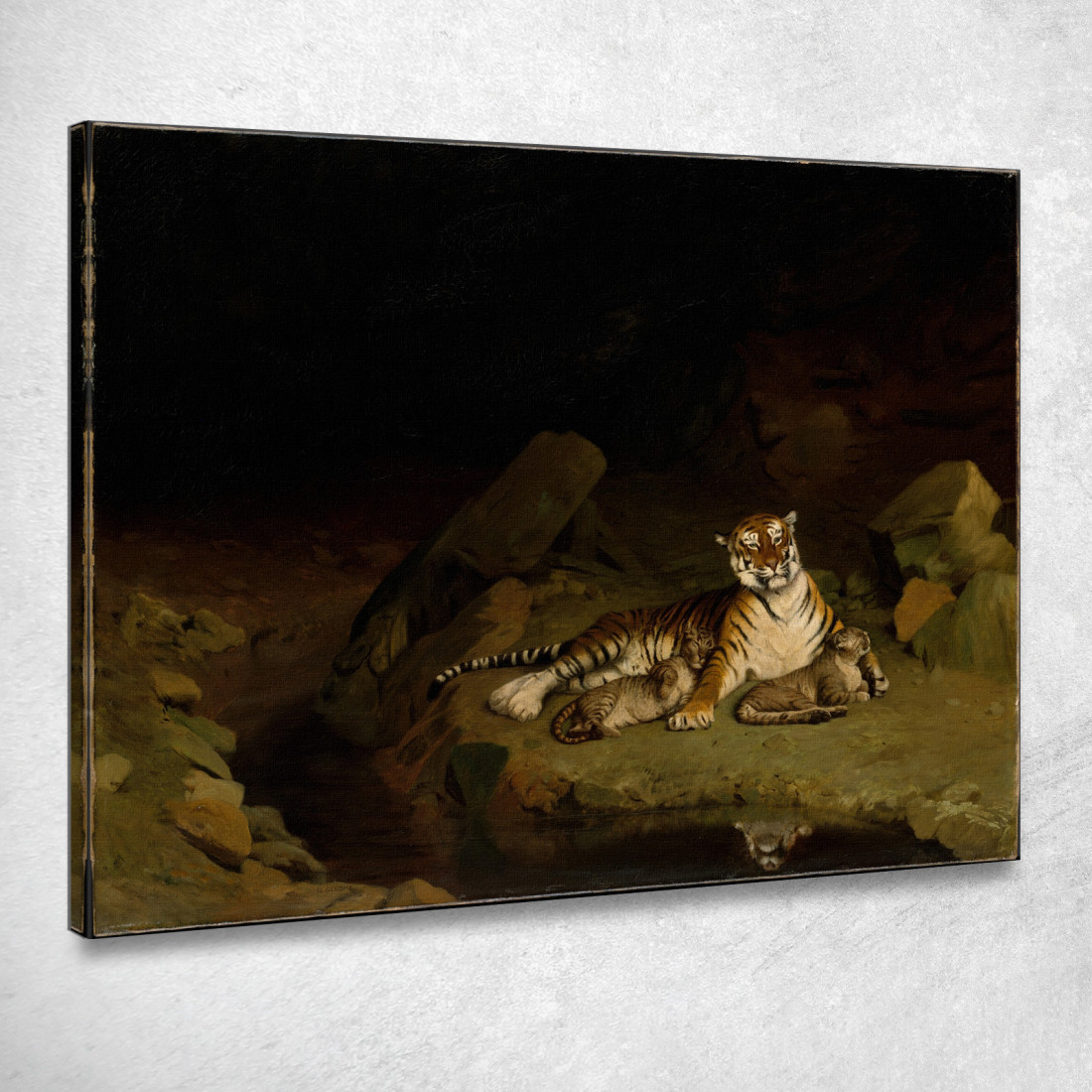 Tigre E Cuccioli Jean-Léon Gérôme jlg153 quadro stampato su tela