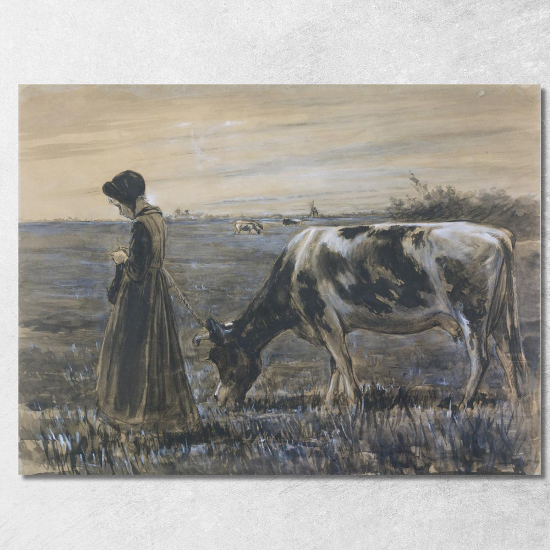 Ragazza Con Mucca Max Liebermann mlb42 quadro stampato su tela