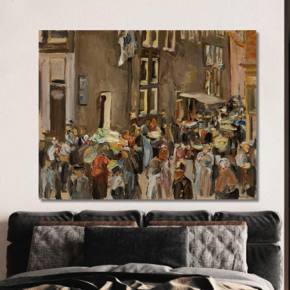 Vicolo Ebraico Ad Amsterdam Uilenburgersteeg Angolo Jodenbreestraat Max Liebermann mlb44 quadro stampato su tela