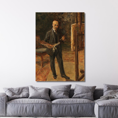 Autoritratto In Abito Davanti Al Cavalletto A Figura Intera Max Liebermann mlb75 quadro stampato su tela