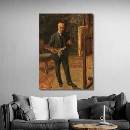 Autoritratto In Abito Davanti Al Cavalletto A Figura Intera Max Liebermann mlb75 quadro stampato su tela