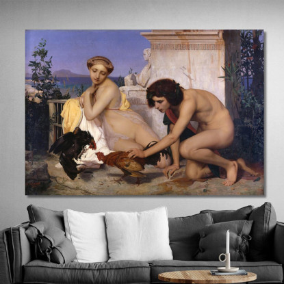 Giovani Greci Assistono Ad Un Combattimento Di Galli Jean-Léon Gérôme jlg165 quadro stampato su tela