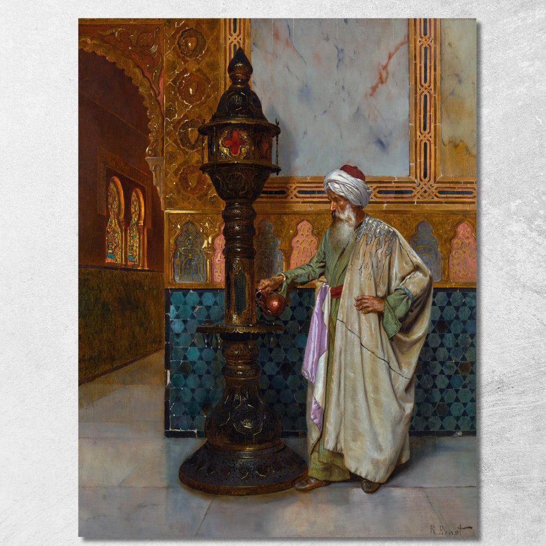 Accudendo La Lampada Rudolf Ernst rer37 quadro stampato su tela