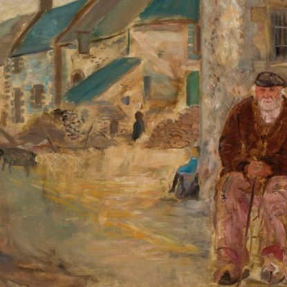 Paesaggio Bretone Con Un Vecchio Pescatore Tadeusz Makowski tmk19 quadro stampato su tela
