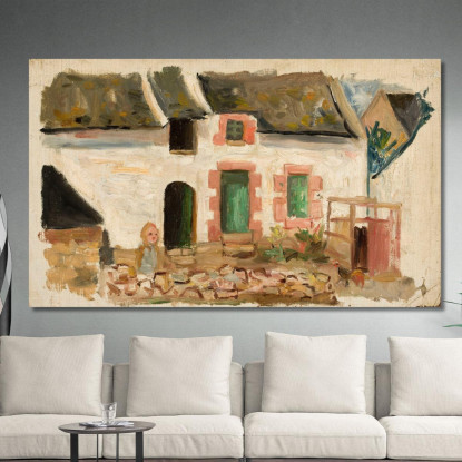 Bambino Davanti Alla Casa Tadeusz Makowski tmk39 quadro stampato su tela