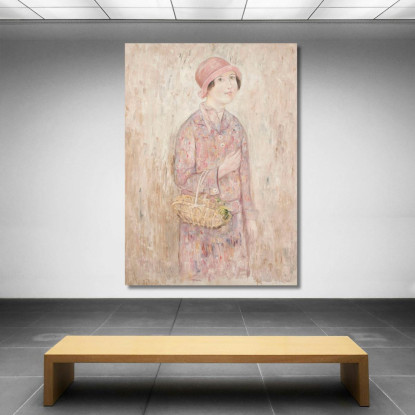 Ragazza Con Cappello Rosa Tadeusz Makowski tmk41 quadro stampato su tela