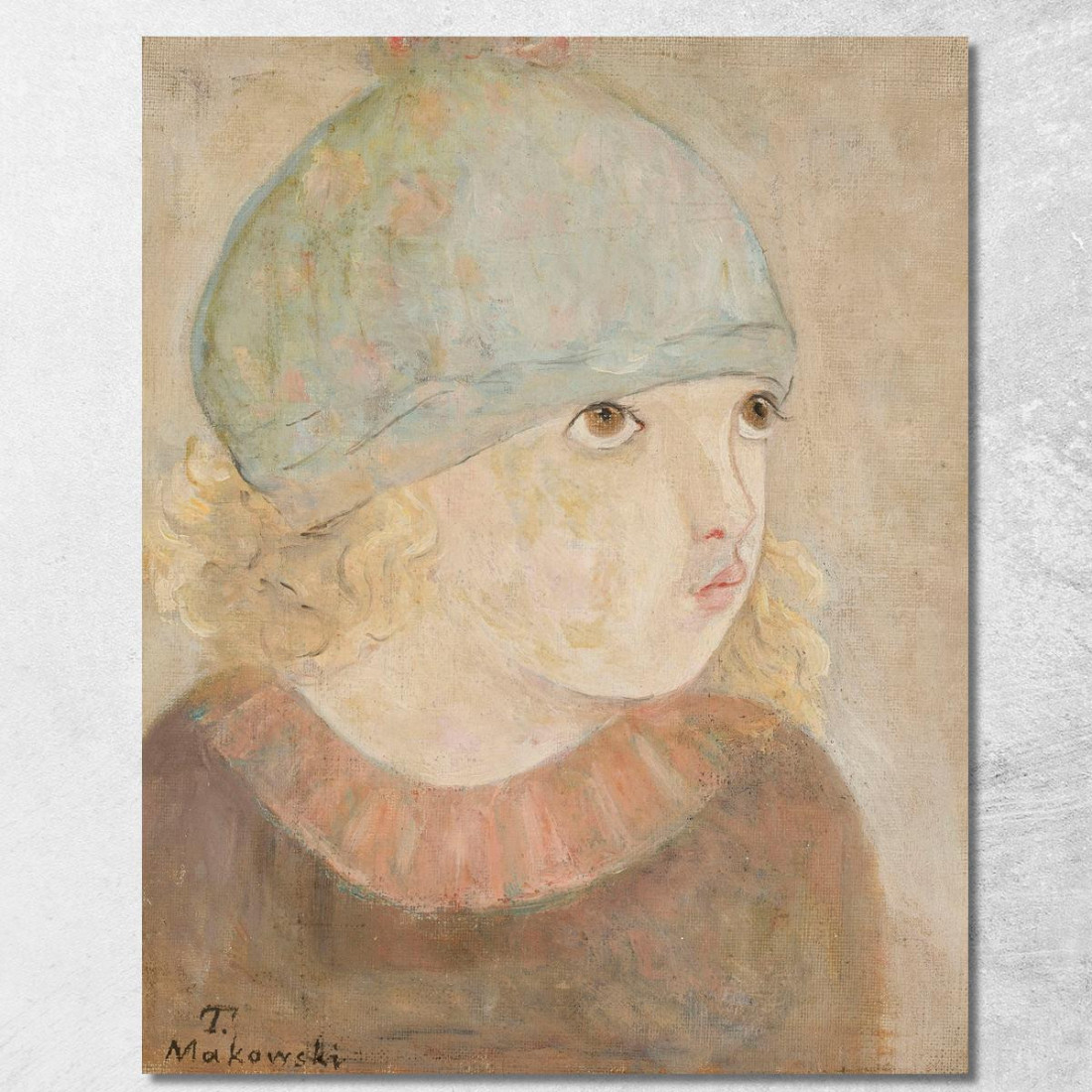 Bambina Con Berretto Blu Tadeusz Makowski tmk47 quadro stampato su tela
