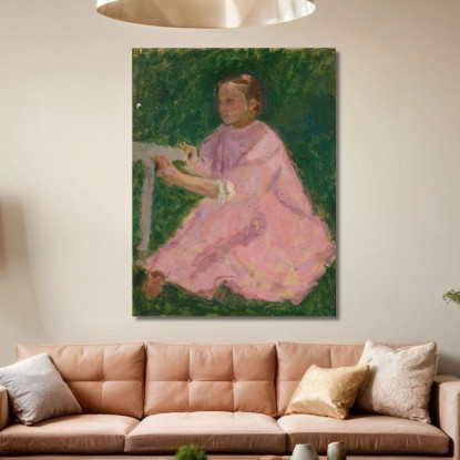 Dziewczynka W Różowej Sukience Tadeusz Makowski tmk50 quadro stampato su tela