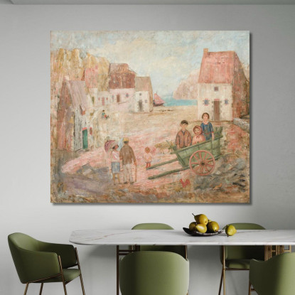 Paesaggio Di Una Piccola Città Con Bambini In Una Carrozzina Tadeusz Makowski tmk95 quadro stampato su tela