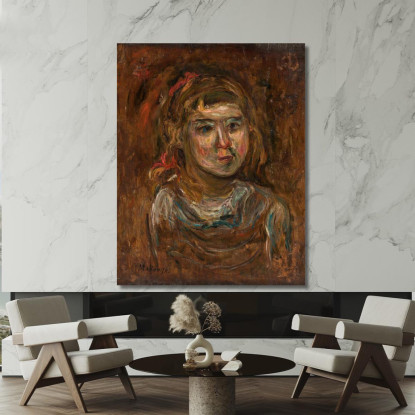 Bambina Con Un Nastro Rosso Tadeusz Makowski tmk108 quadro stampato su tela