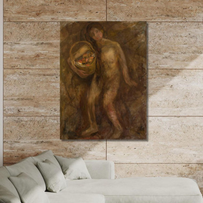 Ragazza Nuda Con Un Cesto Di Mele Tadeusz Makowski tmk129 quadro stampato su tela
