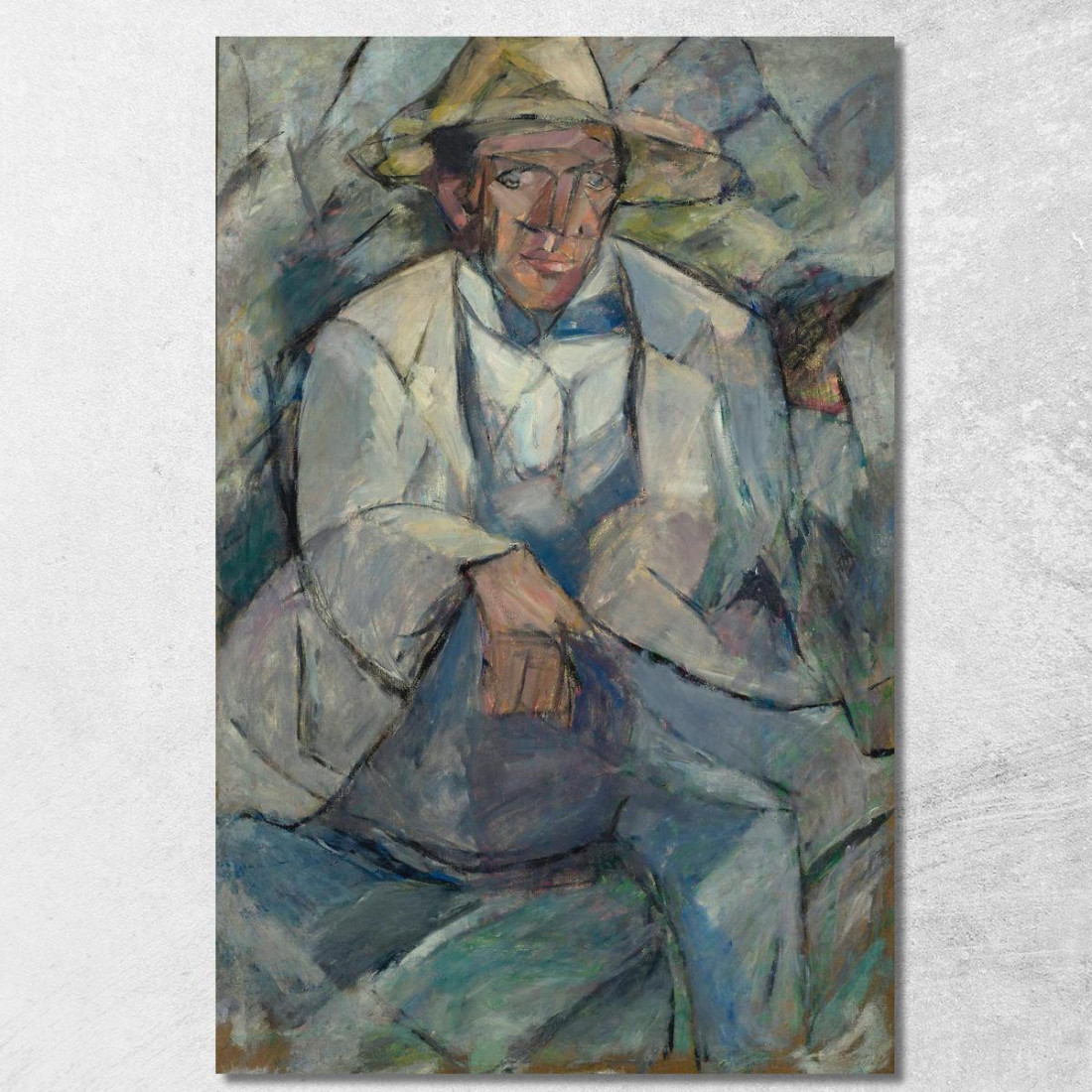 Ritratto Di Un Uomo Con Un Cappello Bianco Tadeusz Makowski tmk142 quadro stampato su tela
