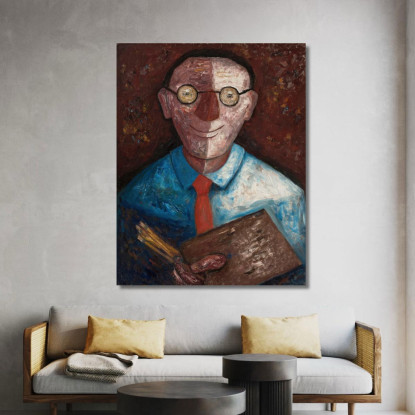 Ritratto Di Un Uomo Con Una Tavolozza Jacques Gotkowski Tadeusz Makowski tmk143 quadro stampato su tela