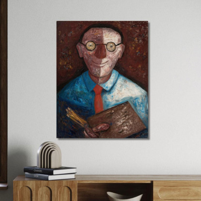 Ritratto Di Un Uomo Con Una Tavolozza Jacques Gotkowski Tadeusz Makowski tmk143 quadro stampato su tela