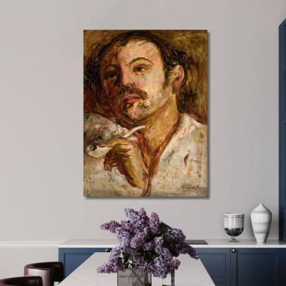 Ritratto Di Un Uomo Con Una Pipa Tadeusz Makowski tmk144 quadro stampato su tela