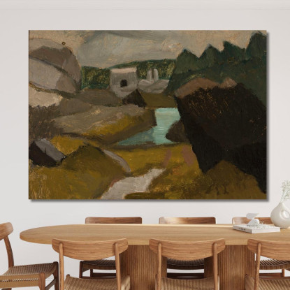 Paesaggio Roccioso Con Acqua Tadeusz Makowski tmk160 quadro stampato su tela