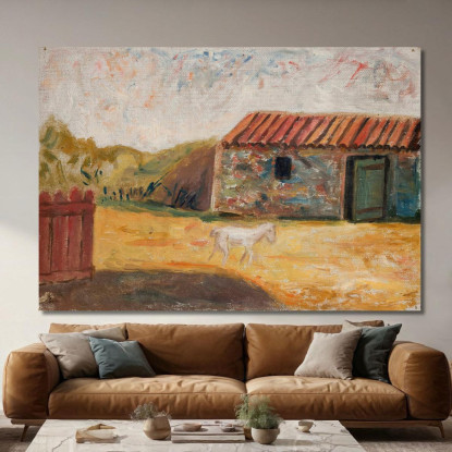 Fattoria Rurale Con Un Puledro Bianco Tadeusz Makowski tmk163 quadro stampato su tela
