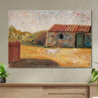 Fattoria Rurale Con Un Puledro Bianco Tadeusz Makowski tmk163 quadro stampato su tela