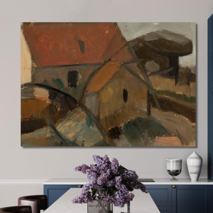 Piccola Casa Con Un Tetto Rosso Tadeusz Makowski tmk175 quadro stampato su tela