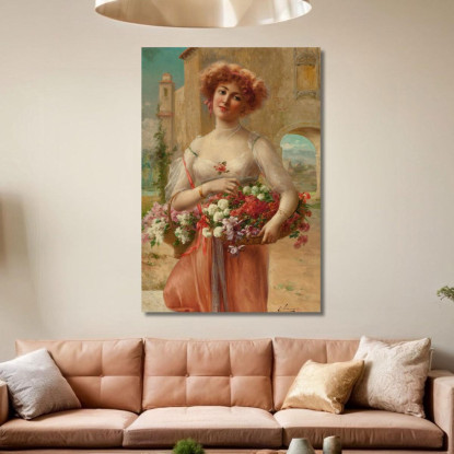 Con Le Rose Emile Vernon evr3 quadro stampato su tela