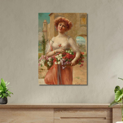 Con Le Rose Emile Vernon evr3 quadro stampato su tela