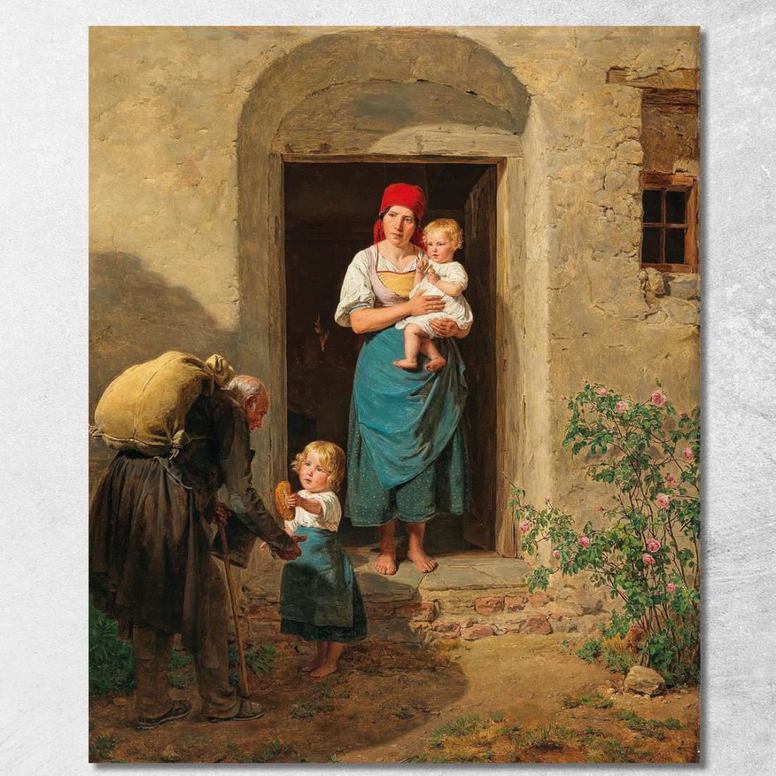 Il Bambino Buono Il Mendicante Ferdinand Georg Waldmüller fgw25 quadro stampato su tela