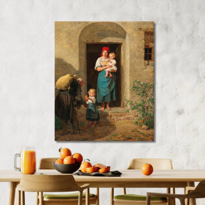 Il Bambino Buono Il Mendicante Ferdinand Georg Waldmüller fgw25 quadro stampato su tela