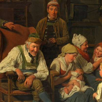 Gli Auguri Per Il Compleanno Del Nonno Ferdinand Georg Waldmüller fgw37 quadro stampato su tela